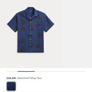 Polo Ralph Lauren Blue P Wing Print Button Down Shirt